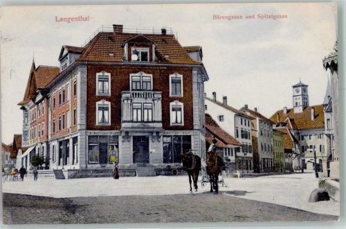4900 Langenthal 1910 Foto AK Geschäft Bärengasse Spitalgasse