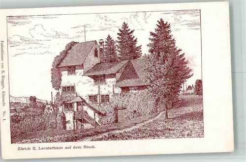 8000 Zürich Radierung sign. Ringger, R. Lavaterhaus auf dem Stock