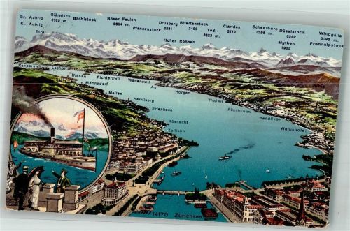 8000 Zürich 1913 Folienkarte / Lackkarte Zürichsee