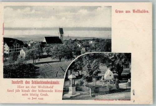 9427 Wolfhalden 1906 Foto AK Schlachten - Denkmal Kirche
