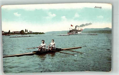 8000 Zürich Foto AK Ruderer Dampfer