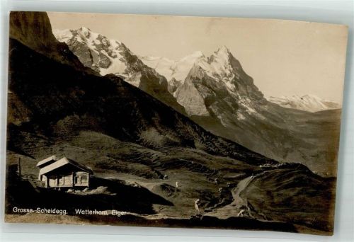 Grindelwald 1926 Foto AK Hotel Grosse Scheidegg Wetterhorn Eiger