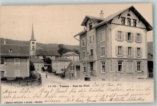 2105 Travers 1907 Foto AK Rue du Pont Kirche