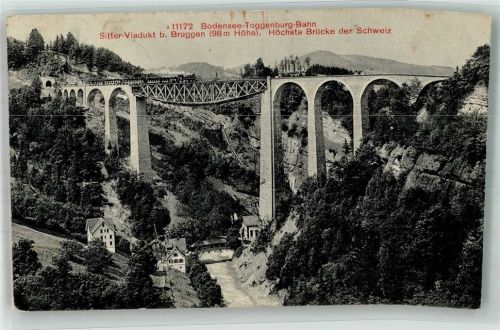 9000 Bruggen 1910 Foto AK Eisenbahn Sitter Viadukt