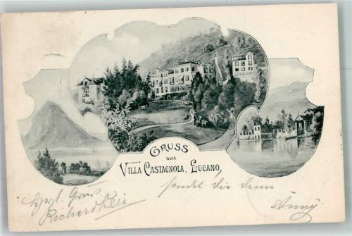 6900 Lugano 1898 Foto AK Hotel Villa Castagnola
