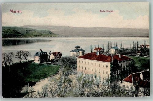 3280 Murten Morat 1909 Foto AK Schulhaus