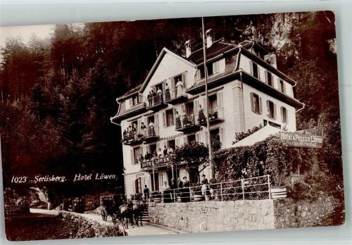 6377 Seelisberg 1918 Foto AK Hotel Löwen Postkutsche Feldpost