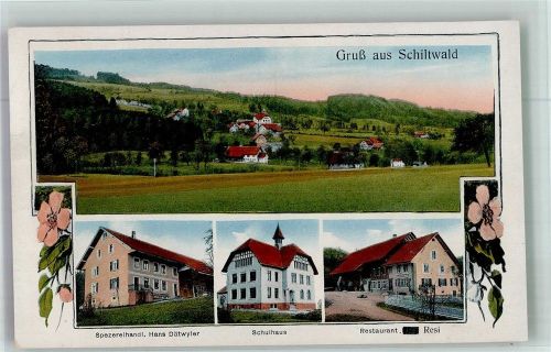5046 Schmiedrued Foto AK Schiltwald Handlung Dätwyler Gasthaus Resi Schulhaus
