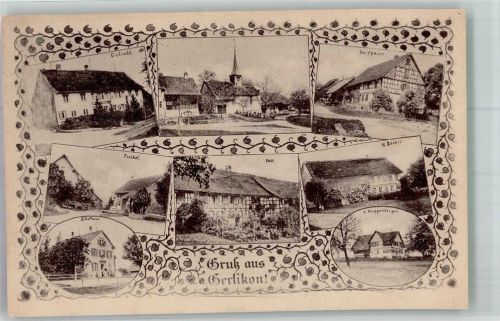 8500 Gerlikon Rosenhuben 1919 Foto AK Postamt Gasthaus Eintracht Kirche Dorfgasse Schulhaus