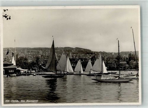 8000 Zürich 1928 Foto AK Segelboote Am Alpenquai