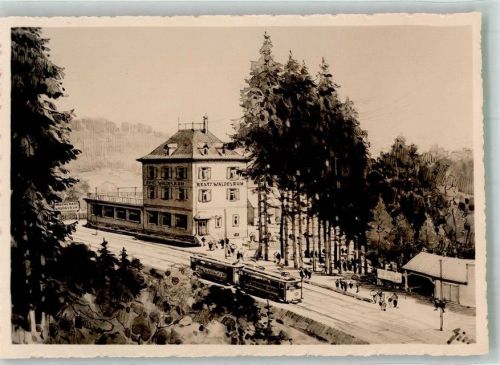 8142 Waldegg Foto AK Gasthaus Waldesruh Station Waldegg Straßenbahn