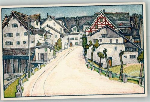 8627 Grüningen Gebrauchsspuren sign. Rüegg, E.A. Künstlersteindruck