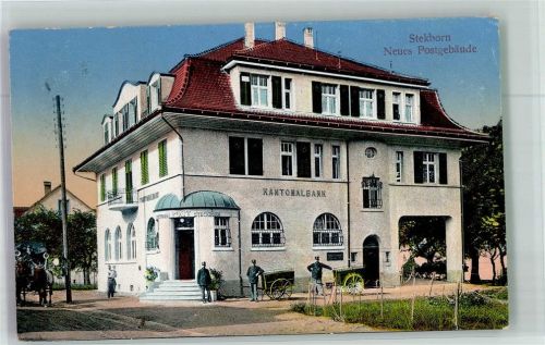 8266 Steckborn 1914 Foto AK Postamt Beruf Briefträger uni