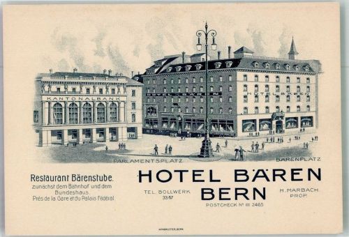 3000 Bern Berne KEINE AK Hotel Bären Kantonalbank Parlamentsplatz Bärenplatz