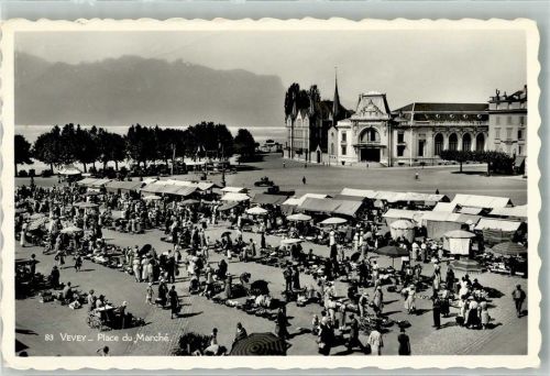 1800 Vevey Gebrauchsspuren Marktszene
