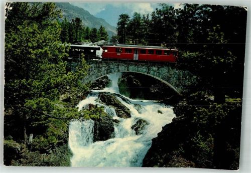 Morteratsch 1974 Foto AK Eisenbahn Berninabahn Wasserfall