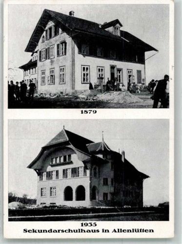 3205 Allenlüften 1935 Foto AK Bahnpost Zug 1870 Sekundarschulhaus
