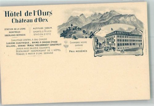 1660 Château-d´Oex Lithographie Hotel de l ´Ours