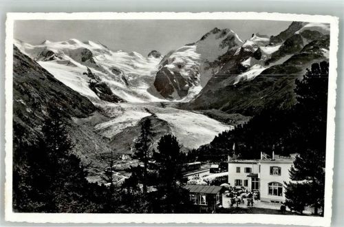 7504 Pontresina 1956 Foto AK Gasthaus Hotel Morteratsch