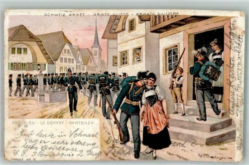 Abschied sign. Stückelberger Militär Schweiz 1904 Gebrauchsspuren