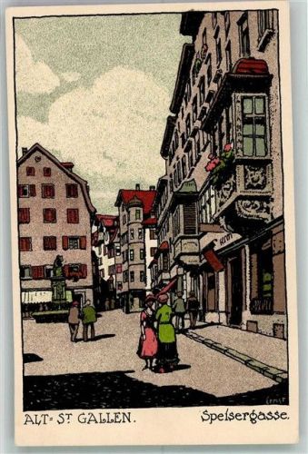 9000 St. Gallen S. Gallo Künstlersteindruck Speiser- Gasse