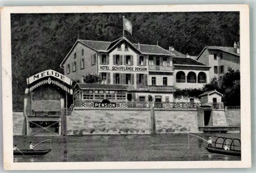 6815 Melide 1935 Foto AK Hotel Schifflände Pension