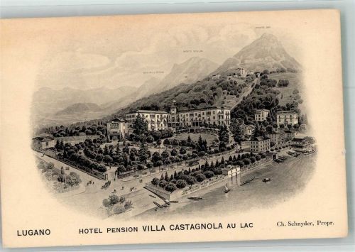 6900 Lugano Foto AK Hotel Pension villa Castagnolia au Lac