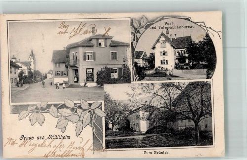 8555 Müllheim TG 1903 Foto AK Postamt Telegrafenbüro Handlung Zum Grünthal