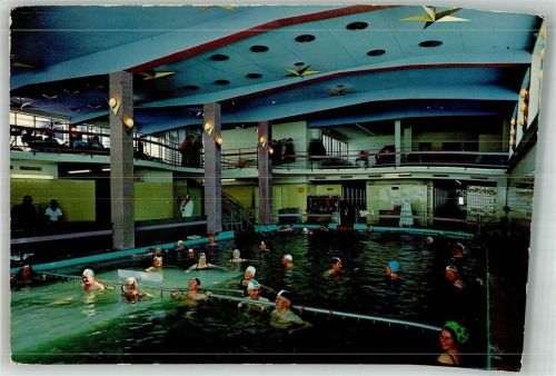 3954 Leukerbad Loèche-les-Bains 1973 Foto AK Schwimmbad Hallenbad