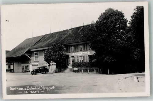 8444 Henggart 1927 Foto AK Auto Gasthaus zum Bahnhof