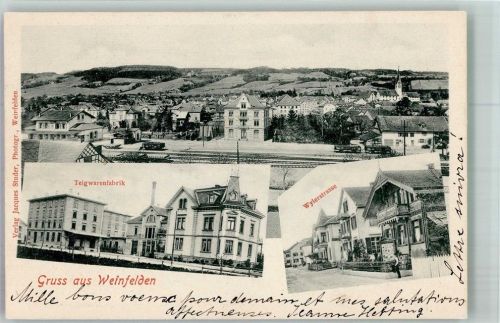 8570 Weinfelden 1901 Foto AK Teigwaren-Fabrik Wylerstrasse Bahnhof