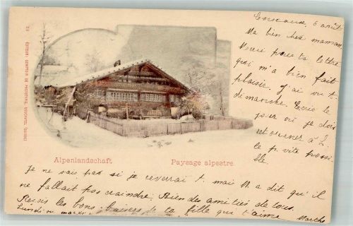 1800 Vevey 1899 Lithographie Alpenlandschaft Schweizerhaus Ort lt. Stempel