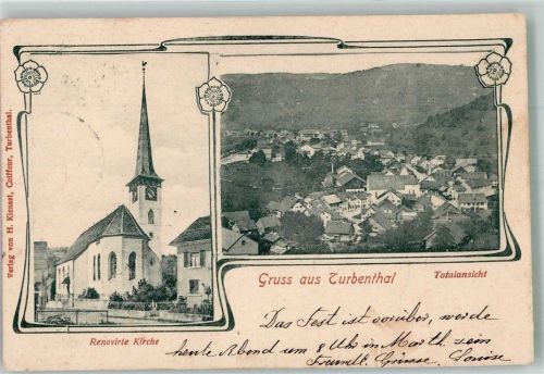 8488 Turbenthal 1903 Foto AK Renovirte Kirche