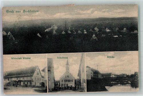 8182 Hochfelden 1922 Foto AK Gasthaus Winkler Schulhaus Brücke