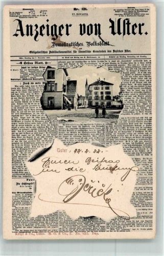 8610 Uster 1922 Zeitungs AK Zeitung Anzeiger von Uster