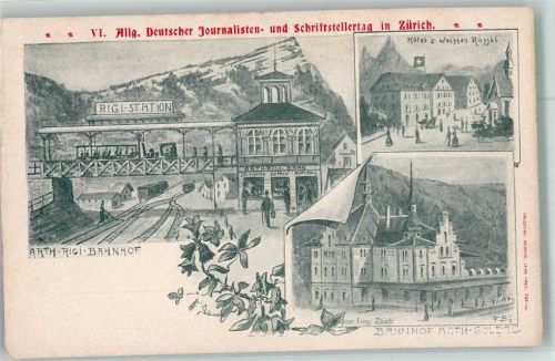 6415 Arth Foto AK Bahnhof Rigi Hotel zum weissenRössl