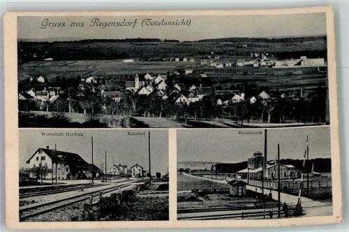 8105 Regensdorf Foto AK Stein- Fabrik Gasthaus Hardegg Bahnhof