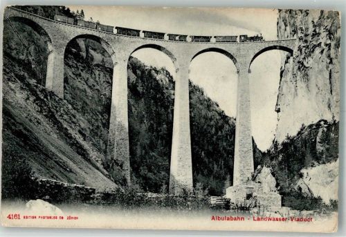 7477 Filisur Foto AK Eisenbahn Albulabahn Landwasser Viadukt
