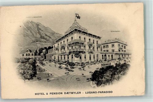 6900 Paradiso 1918 Foto AK Hotel und Pension Daetwyler Lugano