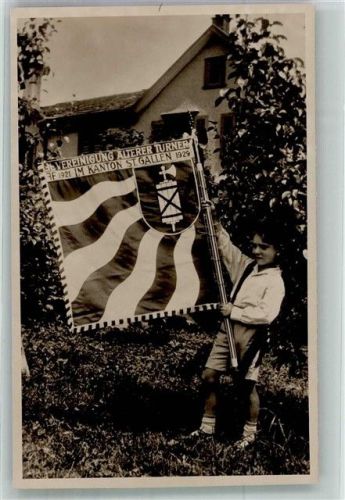 9000 St. Gallen S. Gallo Foto AK Fahne Vereinigung Älterer Turner 1929