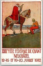2000 Neuchâtel Neuenburg Gebrauchsspuren XXII. Fete Federale de Chant 1912 Sonderstempel