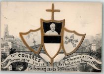 1700 Fribourg Freiburg 1900 Foto AK Wappen Kath. Kirche II. Kongress 1900