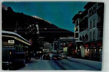 7270 Davos Platz Winter Promenade Cafe Gasthaus Hotel Auto Nacht