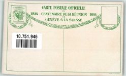 Künstlerkarte Nr. 5 Centenaire de la Reunion de Geneve a la Suisse