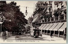 1820 Territet Foto AK Hotel des Alpes Grande Rue Straßenbahn