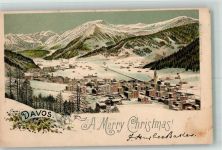 7260 Davos Dorf Gebrauchsspuren Winterlithographie Weihnachten