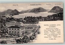 6900 Lugano 1928 Foto AK Hotel Luzern Jura Bahnhof