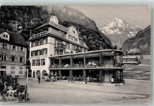 6454 Flüelen 1910 Foto AK Auto Hotel Pension Sternen Dampfschff