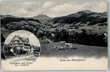 8498 Gibswil-Ried Foto AK Gasthaus zum Kreuz Feldpost I.Rekruten-Sch. 5/IX III, Kp.