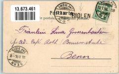 3507 Biglen 1906 Foto AK Bahnpost Nr. 55 Nr. 16 Gasthaus Kreuz